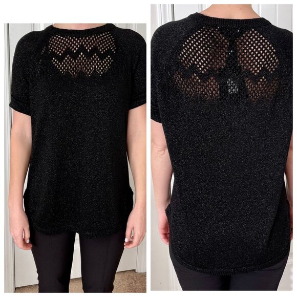 NWT TWINSET Short Sleeve Silver Sparkle Sweater - Picture 2 of 11